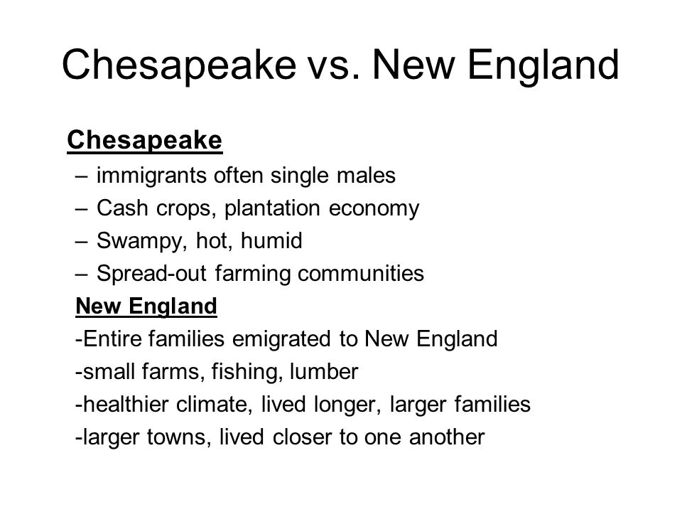 New England and Chesapeake DBQ